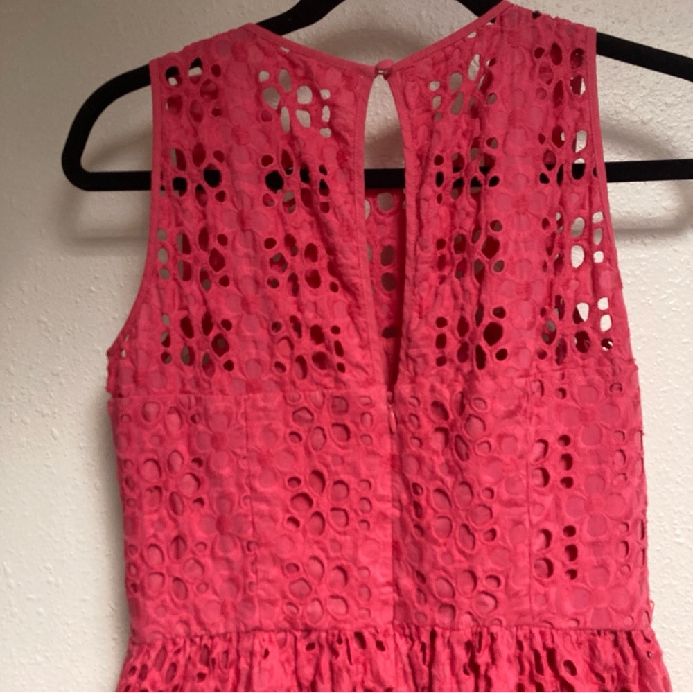 Eliza J Women’s Hot Pink A-line Dress Sleeveles Embroidered Cotton Size 6 - Picture 8 of 16
